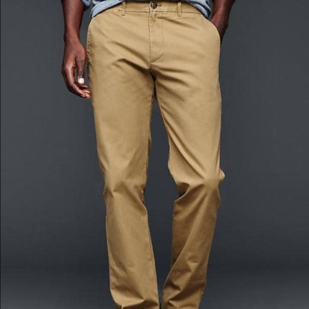 Gap Men's Tan 100% Cotton Flat Front Slim Fit Lived In Pants Size 30x32